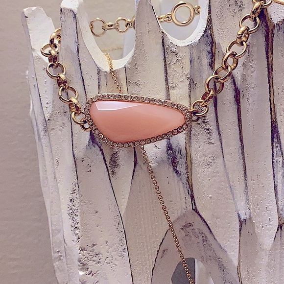 Set of 3 Bangles, 1 Pink Stone Bracelet, Matching 3 Stone Necklace, Yellow Gold - Picture 3 of 10